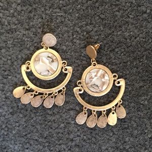 Acrylic Nude Earrings Gold Dangle 💛